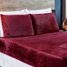 Jogo de Lençol Queen 3 Peças Manta Flannel Soft Fronha e Lençol Elástico Microfibra Vinho - 1