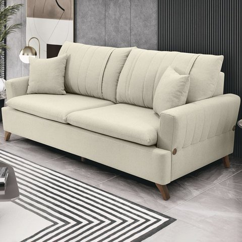 Sofa 3 Lugares 180 cm Eron Linho Cru Vazzano
