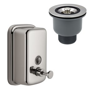 Valvula 3 1/2 Pia de Cozinha Cesto Higiênico Ralo Pia + Dispenser Inox