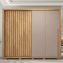 Ver imagem 2 de Guarda Roupa Casal Ripado 2 Portas e 4 Gavetas Suburban Gold Cinza/Buriti/Fendi