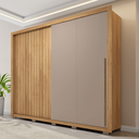 Ver imagem 1 de Guarda Roupa Casal Ripado 2 Portas e 4 Gavetas Suburban Gold Cinza/Buriti/Fendi