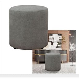 Kit 2 Puff Decorativo Sala de Estar Quarto Confortável Pés Madeira Viena Linho Cinza - 2