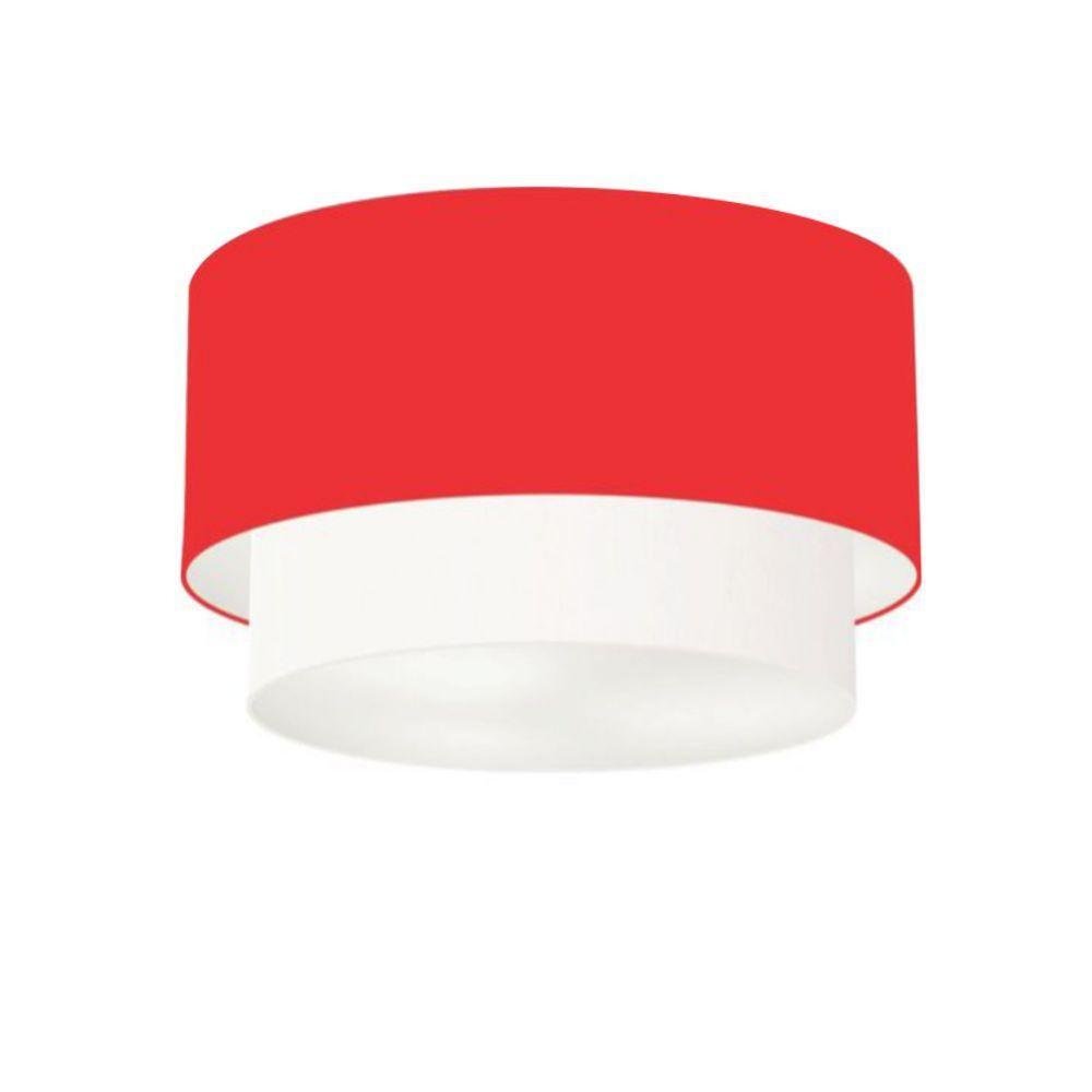 Plafon Para Sala Cilíndrico Cúpula Vermelho Branco - 1
