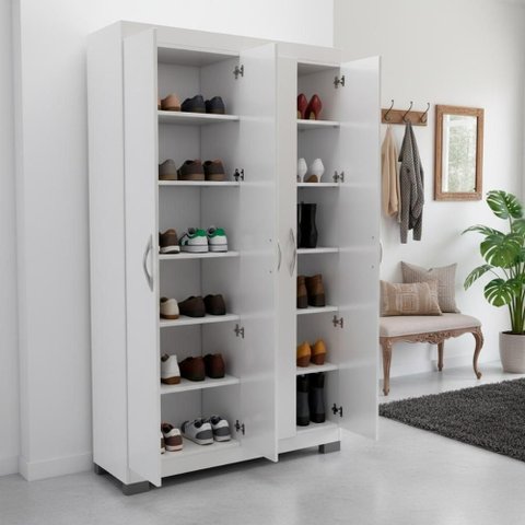 Armário Sapateira Multiuso Dm-580 4 Portas 12 Prateleiras Branco Ditália Móveis