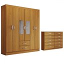 Ver imagem 3 de Guarda-roupa Casal Riley 6 Portas 2 Gavetas e Espelho com Cômoda 10 Gavetas Cinamomo - Panorama Móve