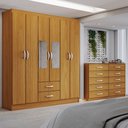 Ver imagem 1 de Guarda-roupa Casal Riley 6 Portas 2 Gavetas e Espelho com Cômoda 10 Gavetas Cinamomo - Panorama Móve