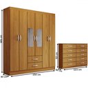 Ver imagem 4 de Guarda-roupa Casal Riley 6 Portas 2 Gavetas e Espelho com Cômoda 10 Gavetas Cinamomo - Panorama Móve