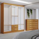Ver imagem 5 de Guarda-roupa Casal Riley 6 Portas 2 Gavetas e Espelho com Cômoda 10 Gavetas Cinamomo - Panorama Móve