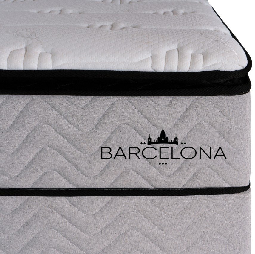 Cama Box Casal com Baú + Colchão Molas Ensacadas Pillow Hyper Gel Barcelona Hellen 138x188:branco - 2