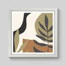 Quadro Abstrato Floral Orgânico Meia Folha - 20x20cm - Moldura Padrão Branco - 1