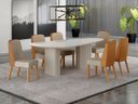Ver imagem 1 de Conjunto Jantar 6 Cadeiras Maciça 2x1 Vdo Iza - Arbo Design-off White Linho Bege