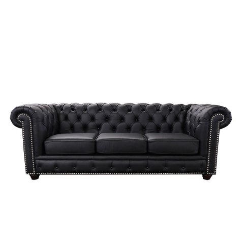 Sofá 3 Lugares Maísa 235cm Couro Preto - Sallar Home