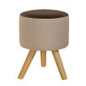 Puff Duna Redondo Pé Palito Banqueta para Os Pés Decorativa Estofada(bege Claro/marrom Corino) - 1