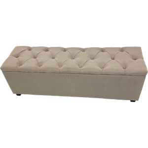 Puf Baú Estofado Tamanho King 190x40x45cm Guarda Volume na Cor Areia
