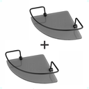 Ver imagem 1 de Kit 2 Suporte Prateleira Porta Shampoo Condicionador Canto Banheiro Vidro Fumê/preto Único