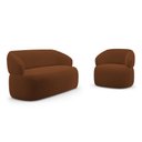 Ver imagem 1 de Kit Poltrona Giratória e Sofá Orgânico Living Glee 02 Lugares 140cm Veludo Terracota - Abmaza