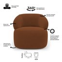 Ver imagem 3 de Kit Poltrona Giratória e Sofá Orgânico Living Glee 02 Lugares 140cm Veludo Terracota - Abmaza