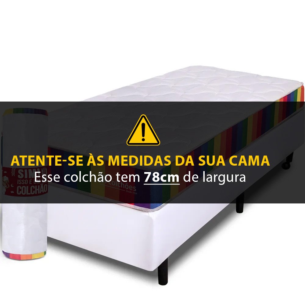 Cama Box Solteiro com Colchão a Vácuo Ortopédico Espuma Certificada 78x188x51cm - Bf Colchões - 3