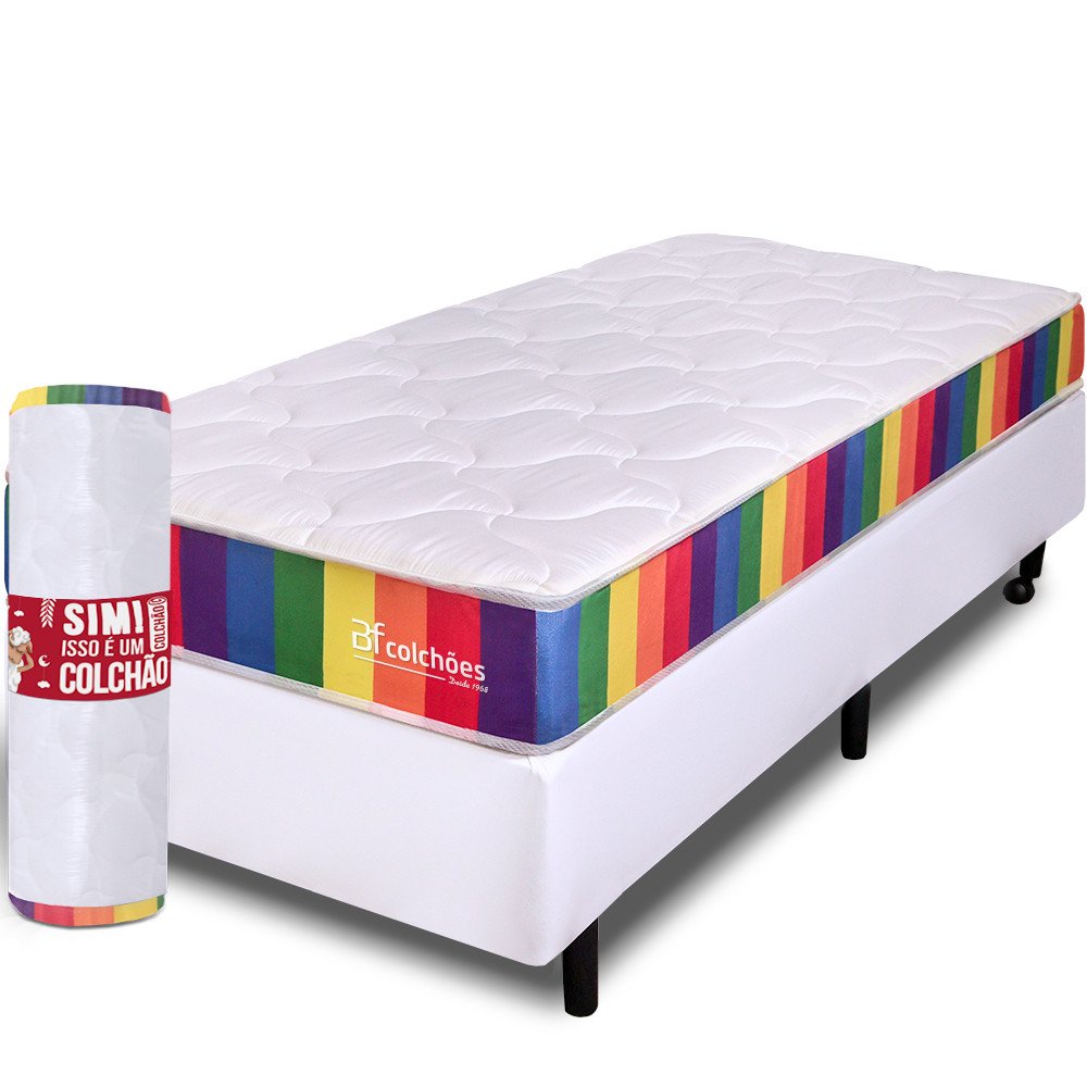 Cama Box Solteiro com Colchão a Vácuo Ortopédico Espuma Certificada 78x188x51cm - Bf Colchões