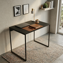Ver imagem 1 de Mesa Escrivaninha Home Office Industrial Grécia de 80x46 Ferro Preto Tampo Preto