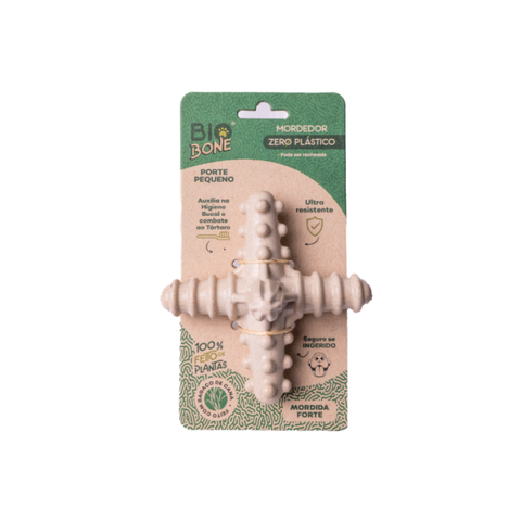 Mordedor Asterisco Bio Bone Pequeno Bagaço de Cana, 100% Vegetal, Mordida Forte e Higiene Bucal