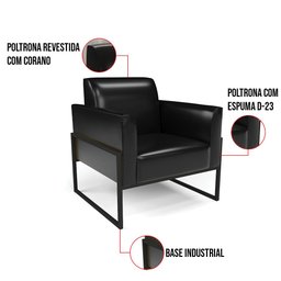 Kit 2 Poltronas Base Industrial Alta Preto Marisa Corano Preto D03 - D'rossi Drossi - 6
