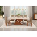 Ver imagem 1 de Conjunto: Mesa Sala Jantar Zafira C/ Tampo Madeirado C/ Vidro Curvo 200x100cm e 8 Cadeiras Lia