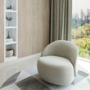 Ver imagem 2 de Poltrona Mônaco com Base Giratória em Linho Bege Claro - Home Mobily