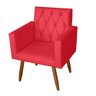 Kit 4 Poltrona Para sala de Estar Bianca Capitonê Corino Vermelho - Móveis Mafer - 4