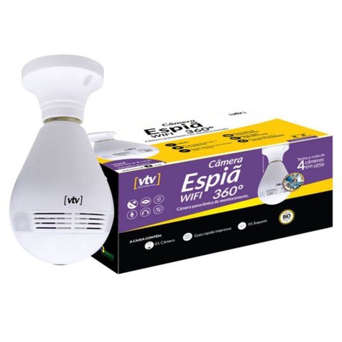 Câmera Espiã Ahd 360º Graus - 7898641420904 - Vtv Digital Camera Espiã Wifi 360 Graus - 789864142090
