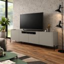 Ver imagem 1 de Rack New Bend 220 cm Porta Lisa Incolar Grigio com Pé Preto