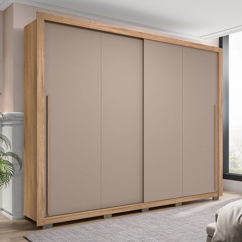 Guarda Roupa 2 Portas 4 Gavetas Suburban Gold Cinza/Buriti/Fendi