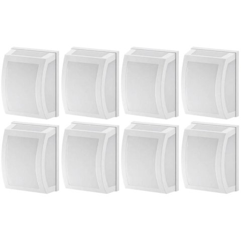 Kit 8 Arandelas Luminárias Parede Smart E27 Branca Lente Leitosa Curvada Dital Externa Interna