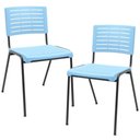 Ver imagem 1 de Kit 02 Cadeiras Empilhável Fixa Escritório Multiuso Base Preta Kimi P03 Azul Celeste - Lyam Decor