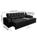 Ver imagem 4 de Sofá 3 Lugares Smart Preto Retrátil, Reclinável 2,02 Metros Tecnologia Carregamento 3 portas USB