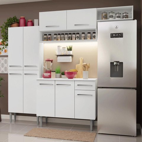 Armário de Cozinha Completa 229cm Branco Emilly Madesa 18xa Branco