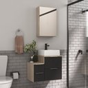 Ver imagem 1 de Conjunto Gabinete Banheiro Nivus 60cm (armário + Cuba + Espelheira) Madeirado / Preto