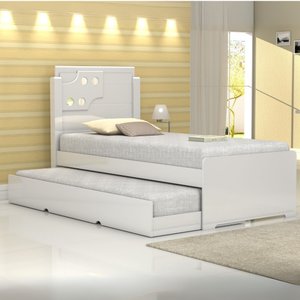 Cama Bibox Solteiro Luiza com Auxiliar 100% Mdf Resistente:branco