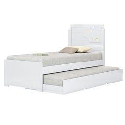 Cama Bibox Solteiro Luiza com Auxiliar 100% Mdf Resistente:branco - 2