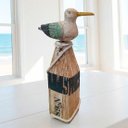 Ver imagem 3 de Estatueta Gaivota Tronco Enfeite Casa Praia Náutica Madeira