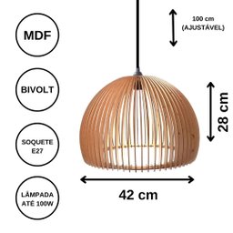 Luminária Teto tipo Pendente CASABLANCA MDF - Completa - 7