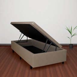 Cama Box Baú Solteiro 88x188x42cm Bege com Pistão a Gás - 3