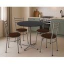 Ver imagem 2 de Mesa de Jantar Redonda 80cm Preta com 4 Cadeiras Estofada Cinza