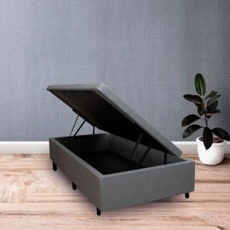 Cama Box Baú Solteiro 88x188x42cm Cinza com Pistão a Gás - 5