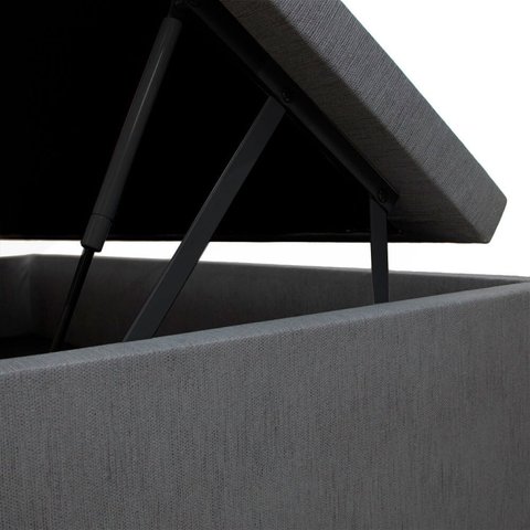 Cama Box Baú Solteiro 88x188x42cm Cinza com Pistão a Gás