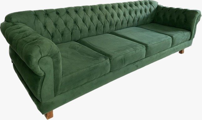 Sofá Chesterfield Elisabeth Capitonê 2,60 Suede Verde Musgo