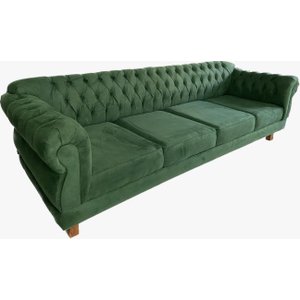Sofá Chesterfield Elisabeth Capitonê 2,60 Suede Verde Musgo