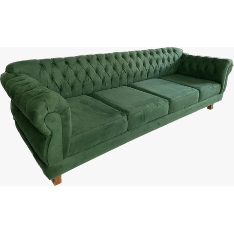 Sofá Chesterfield Elisabeth Capitonê 2,60 Suede Verde Musgo