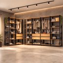 Ver imagem 1 de Guarda-roupa Closet Modulado Texas 6 Gavetas 405cm Multimóveis Mp4788 Preto/madeirado