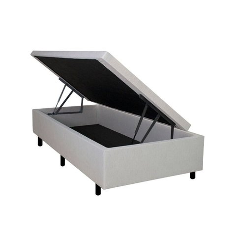 Cama Box Baú Solteiro 88x188x42cm Areia com Pistão a Gás